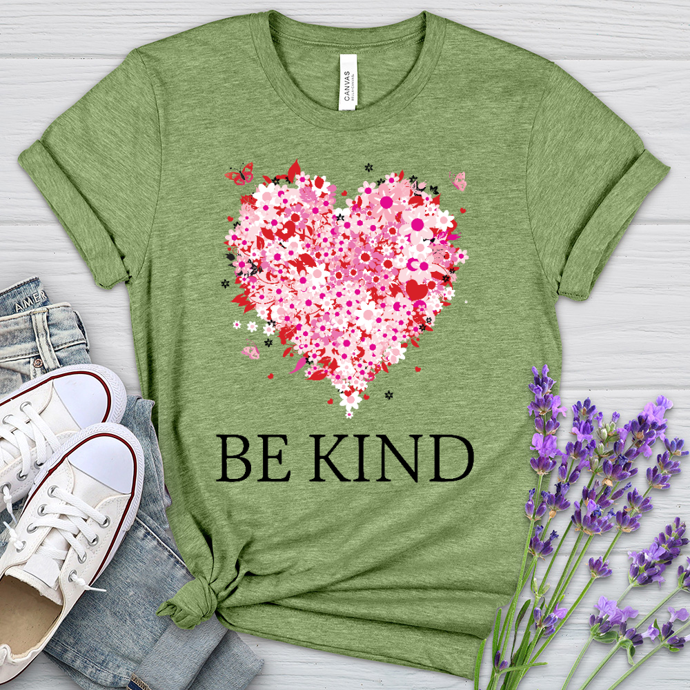 Be Kind Floral Heart Heathered Tee