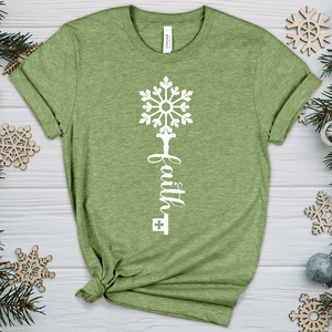 Faith Is The Key Snowflake Heathered Tee