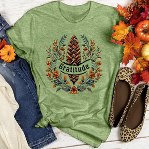 Herringbone Pinecone Gratitude Heathered Tee