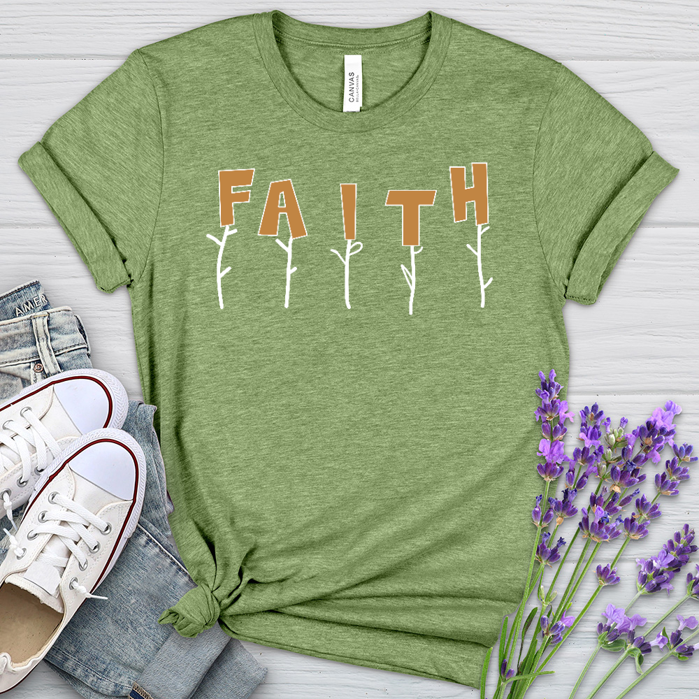 Faith Flower Stem Words Heathered Tee