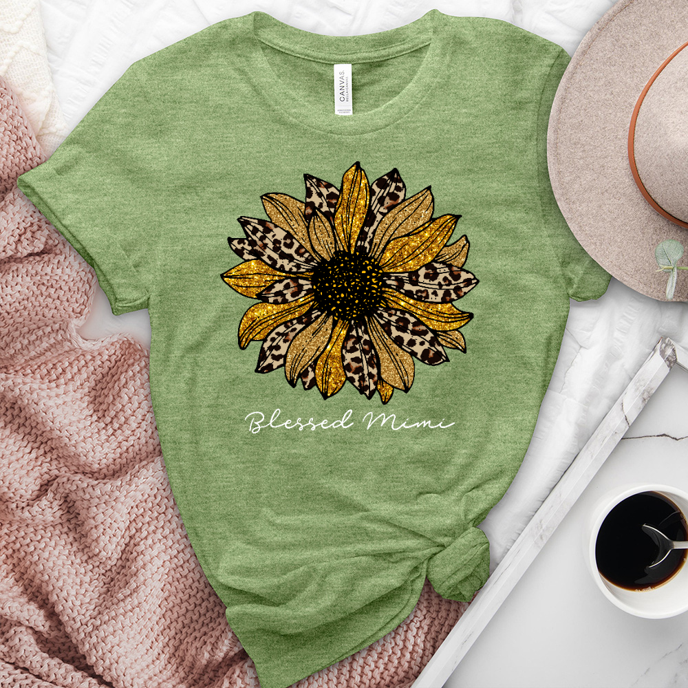 Blessed Mimi Leopard Sunflower Heathered Tee