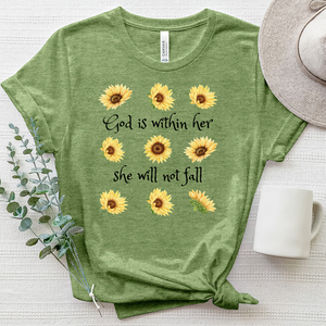 She Will Not Fall Sunflower Heathered Tee