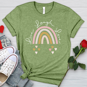 Live Laugh Love Rainbow Heathered Tee