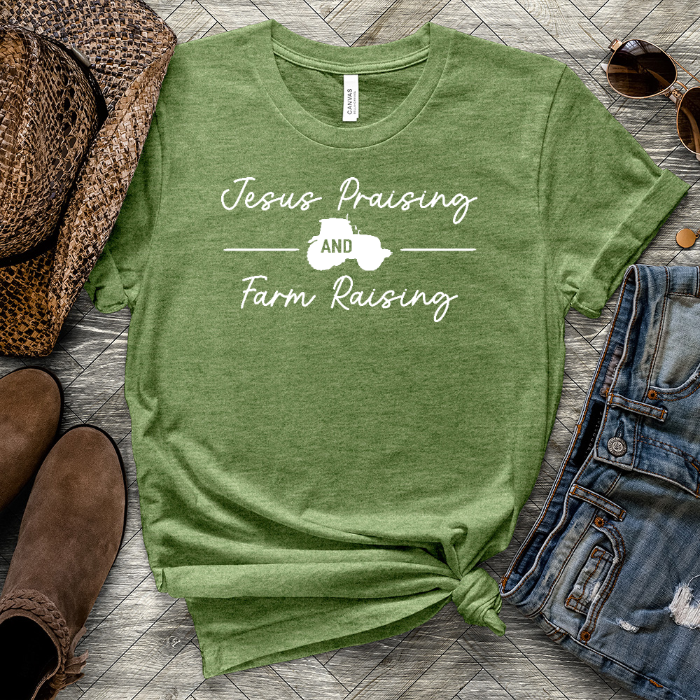 Jesus Praising Farm Raising Heathered Tee