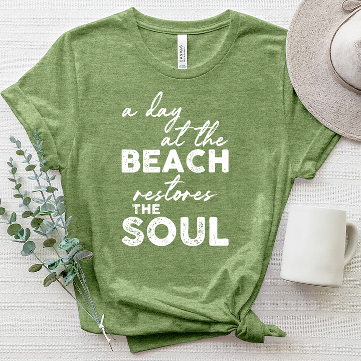 The Beach Restores My Soul Heathered Tee