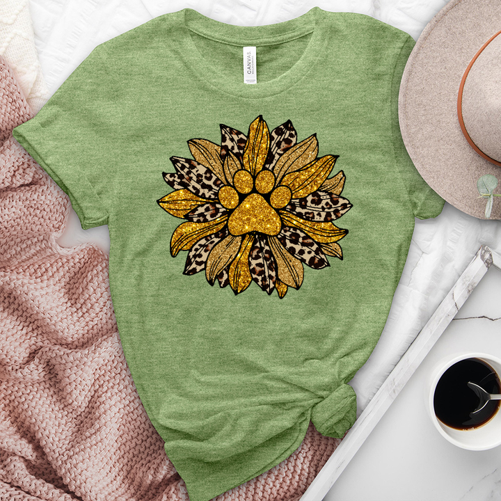 Paw print leopard sunflower heathered tee