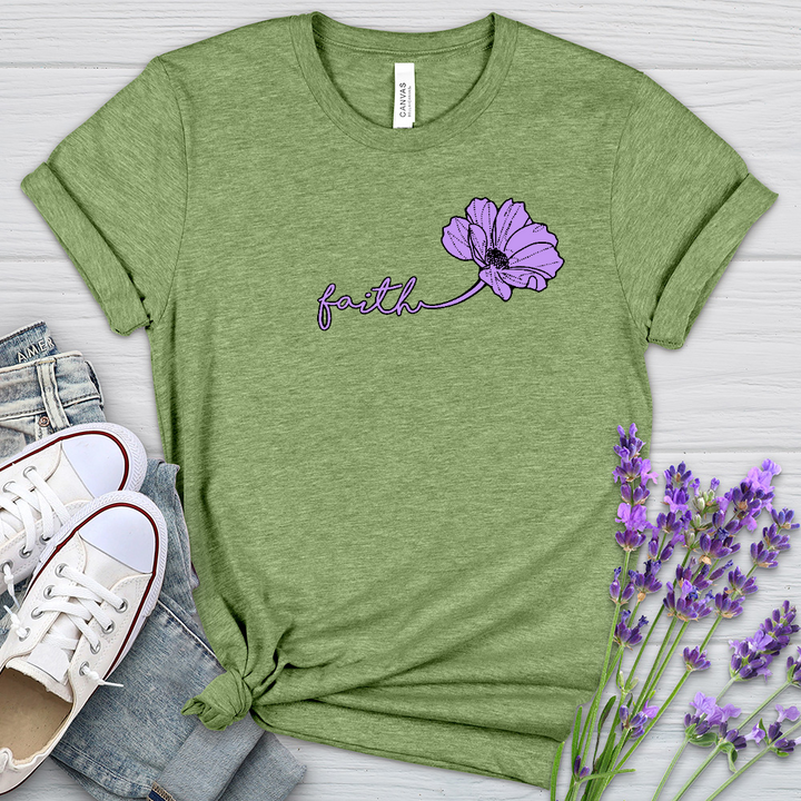 Faith Purple Flower Heathered Tee