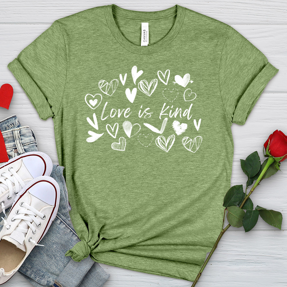 Love Is Kind Scattered Hearts Heathered Tee