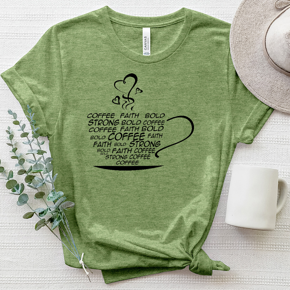 Coffee Cup Word Art Heathered Tee