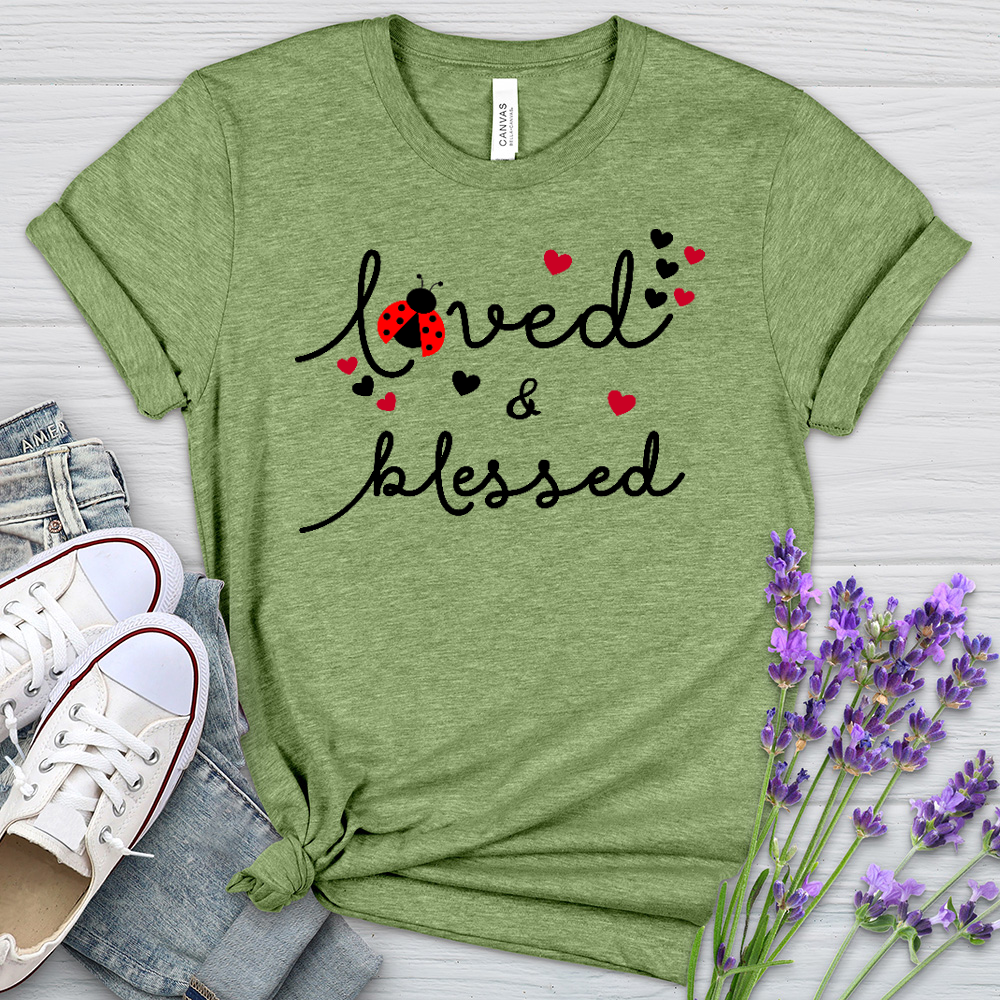 Loved & Blessed Ladybug Heathered Tee