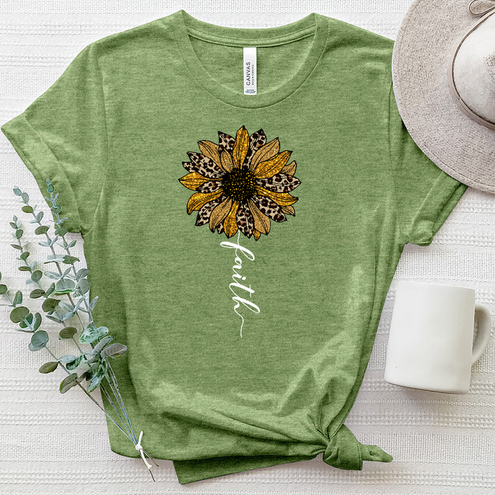 Faith Leopard Flower Stem Heathered Tee