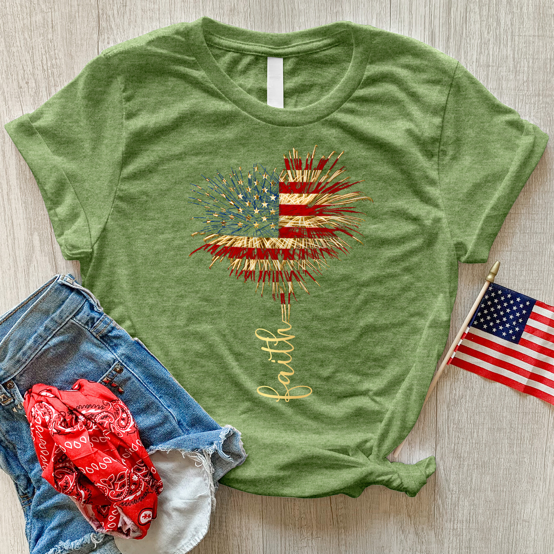 Faith Heart Fireworks Heathered Tee