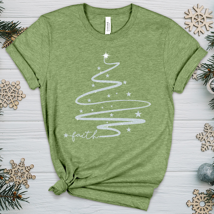 Faith Christmas Tree Silver Sparkle Heathered Tee