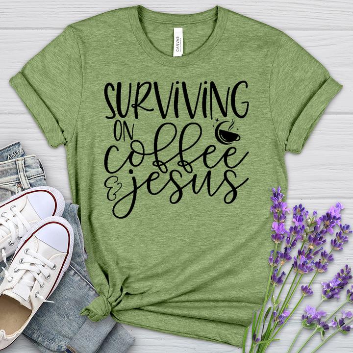 Survivng On Coffee Stars Heathered Tee