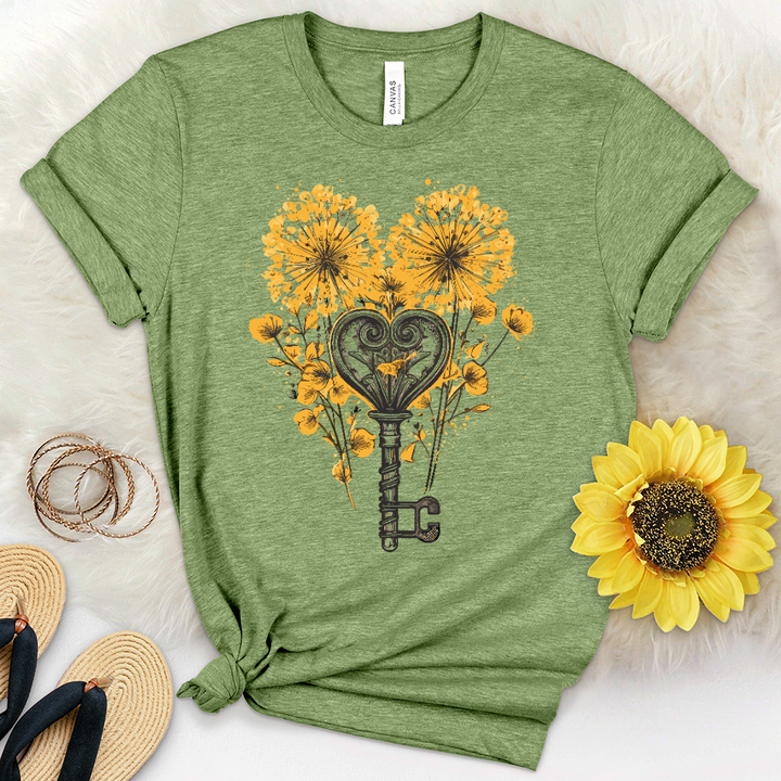 Dandelion Heart Faith Key Heathered Tee