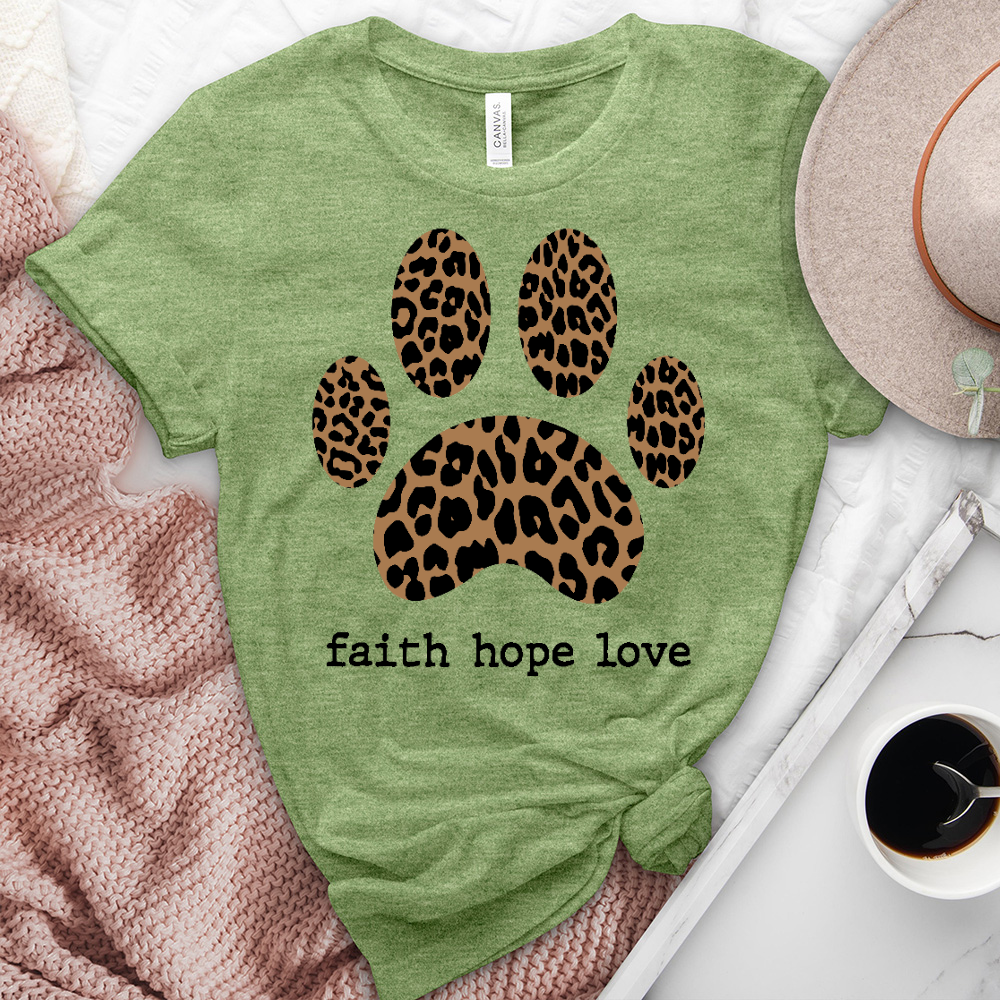 Leopard Paw Print Faith Heathered Tee