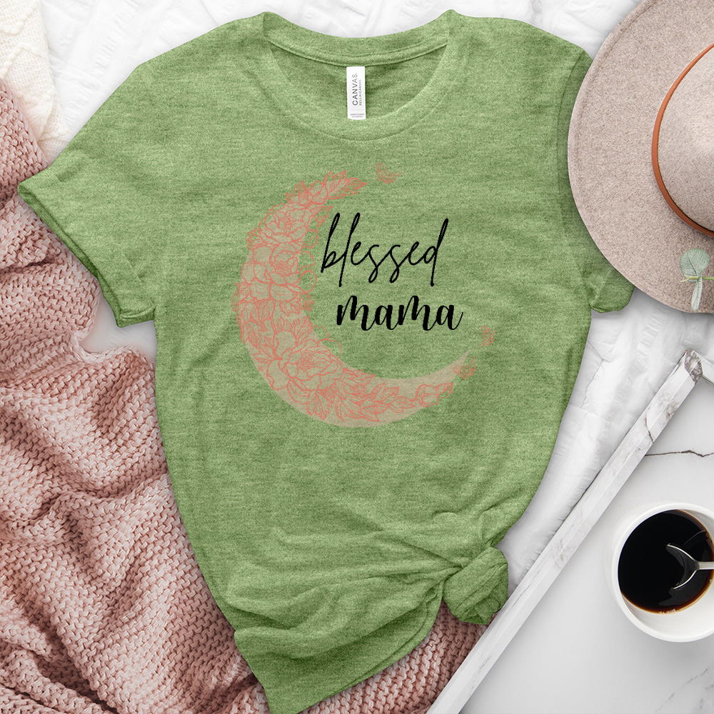 Blessed Mama Crescent Heathered Tee