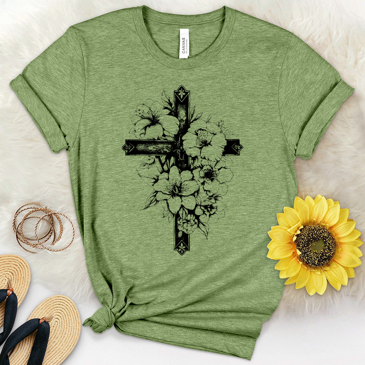 Cross Flower Heathered Tee