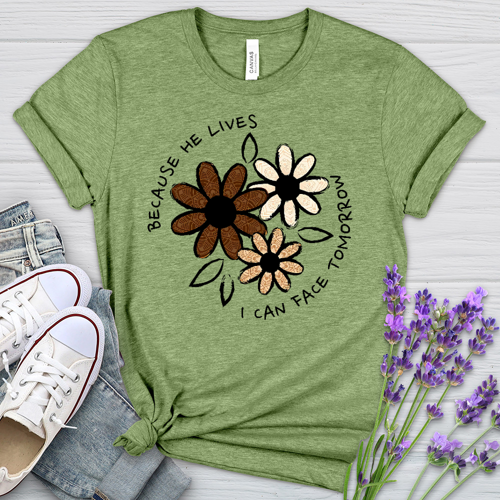 Patterned Flowers Heathered Tee