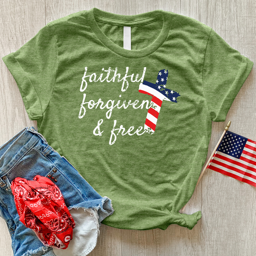 Faithful Stripes Flag Heathered Tee