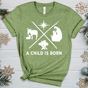 A Child Is Born Scene Heathered Tee