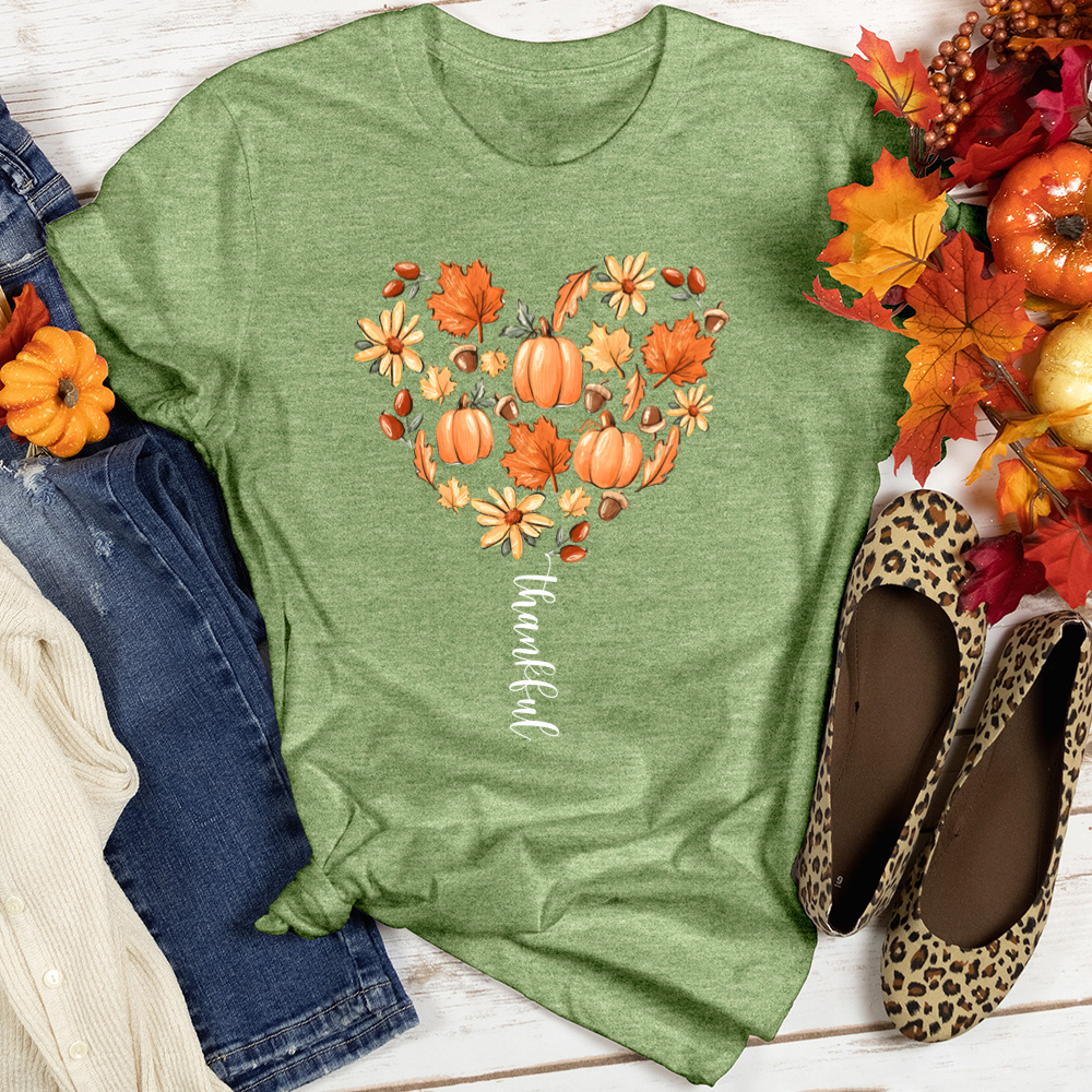 Thankful Heart Pattern Heathered Tee