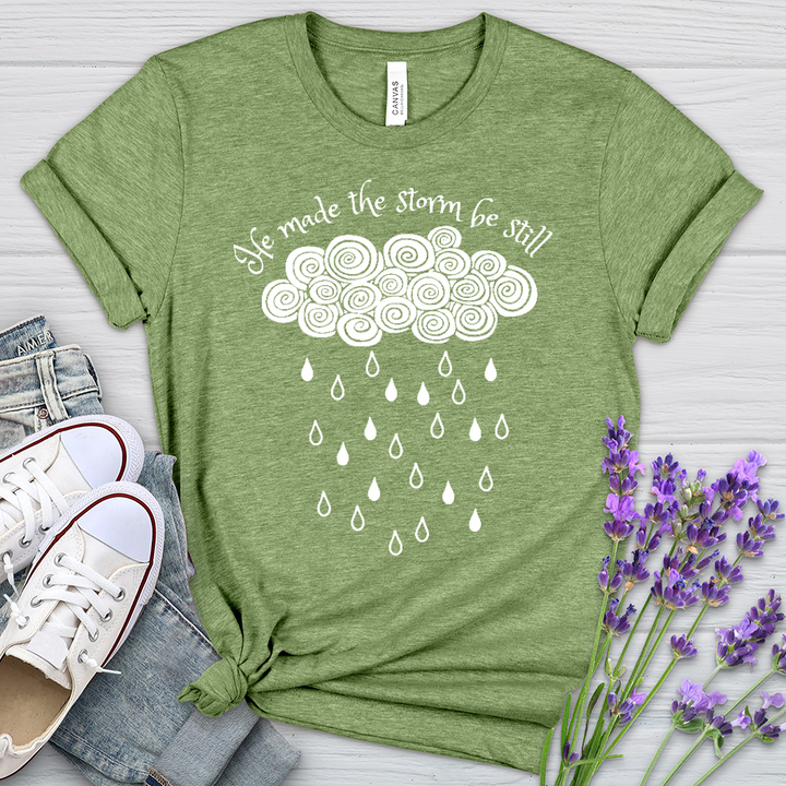 He Made The Storm Heathered Tee