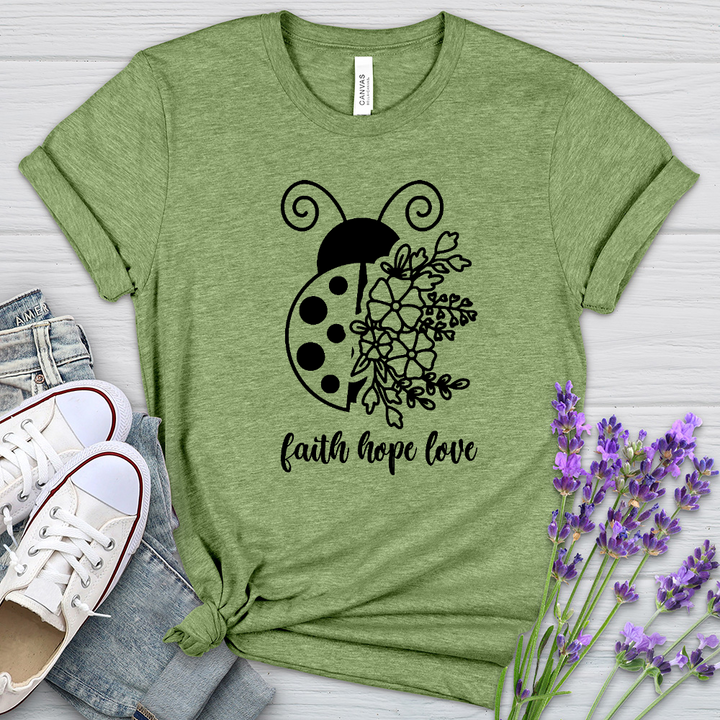 Faith Hope Love Ladybug Heathered Tee