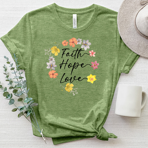 Faith Hope Love Wreath Heathered Tee