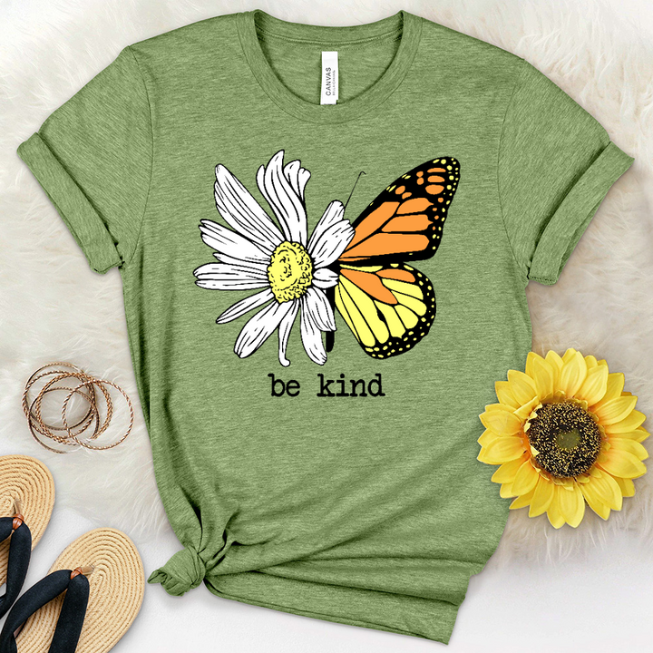 Be Kind Daisy Butterfly Heathered Tee