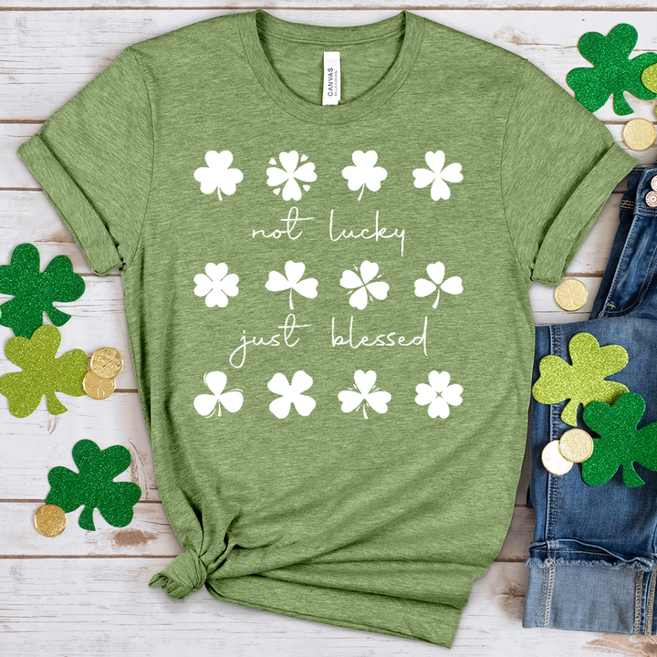 Not Lucky Shamrock Pattern Heathered Tee