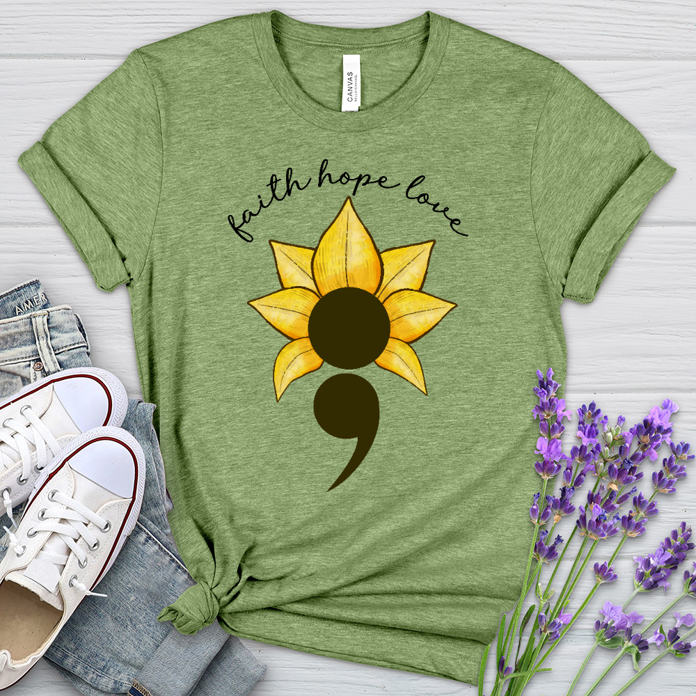 Faith Hope Love Semicolon Heathered Tee