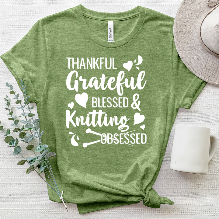 Thankful & Knitting Obsessed Heathered Tee