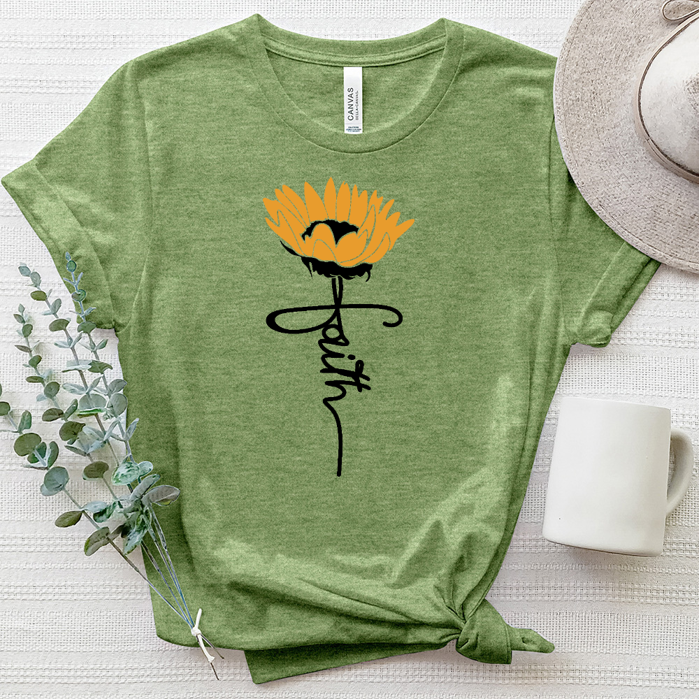 Faith Sunflower Stem Heathered Tee