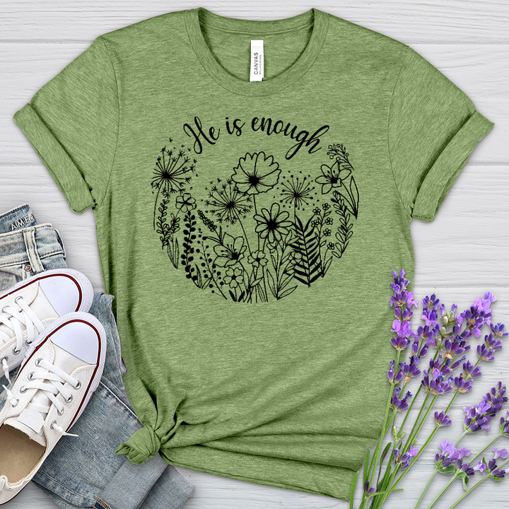 He Is Enough Wildflowers Heathered Tee