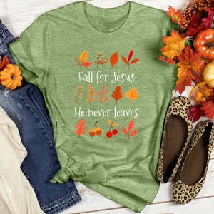 Fall For Jesus Leaf Patterns Heathered Tee