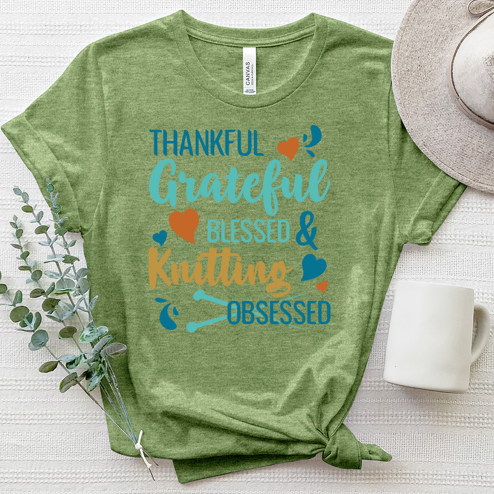 Thankful & Knitting Obsessed Heathered Tee