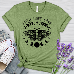 Faith Hope Love Dragonfly Heathered Tee