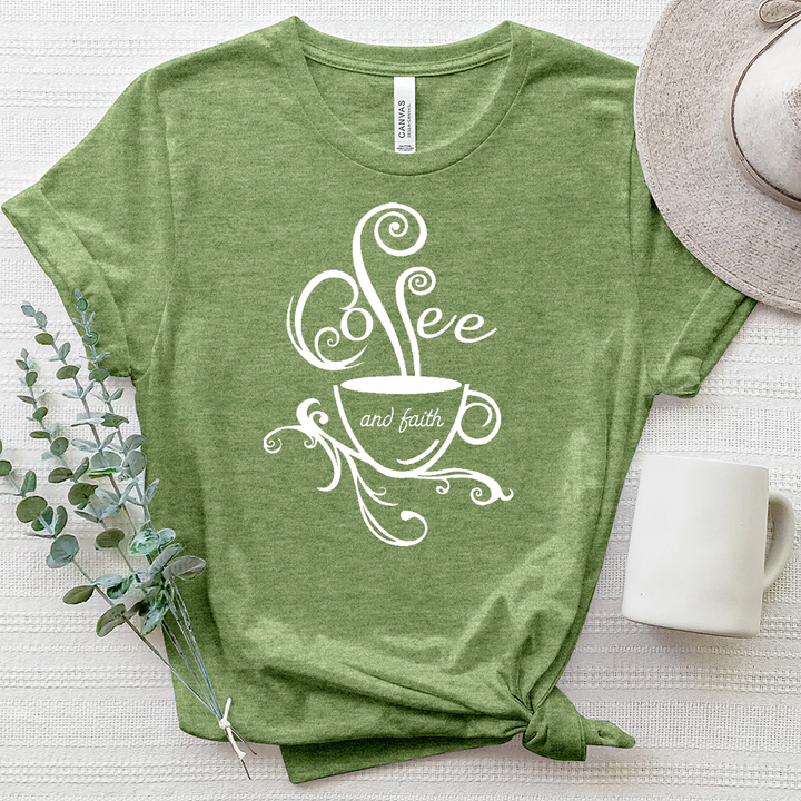 Coffee and Faith White Heathered Tee