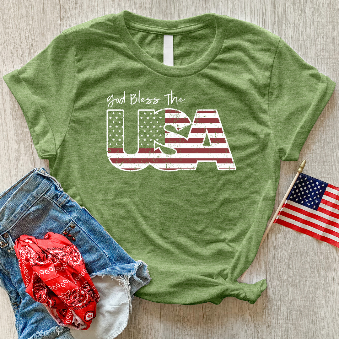 God Bless USA Faded Heathered Tee