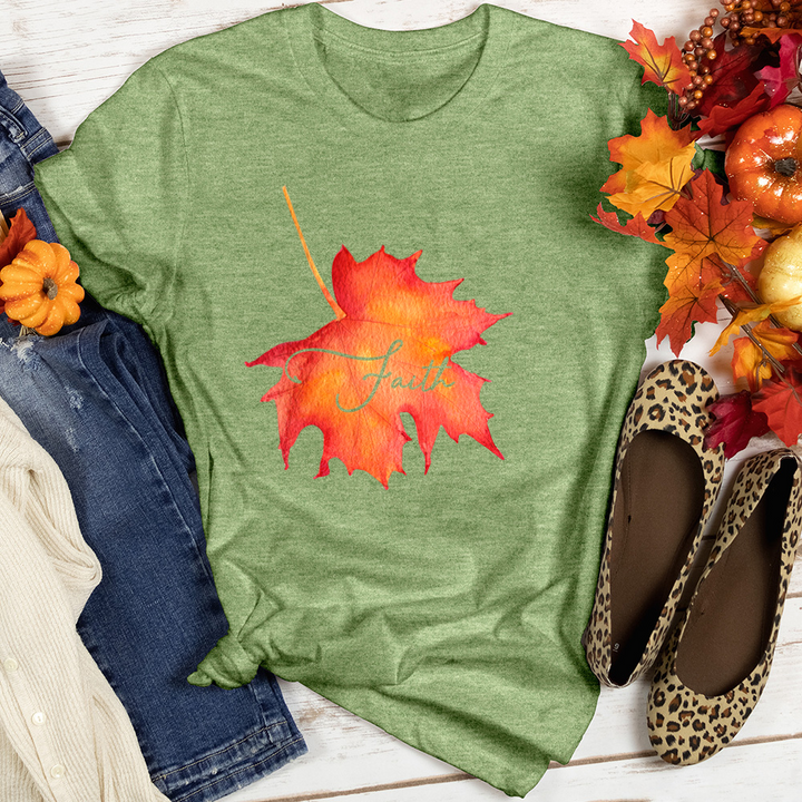 Faith Leaf Imprint Heathered Tee