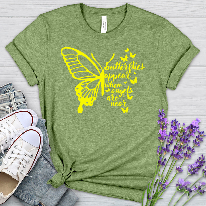 Butterflies Appear Yellow Heathered Tee