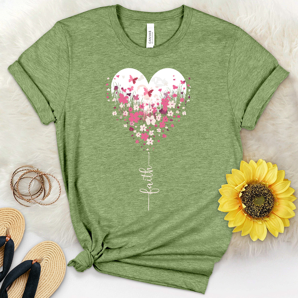 Faith Butterfly Heart Heathered Tee