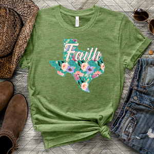 Texas Faith Flower Pattern Heathered Tee