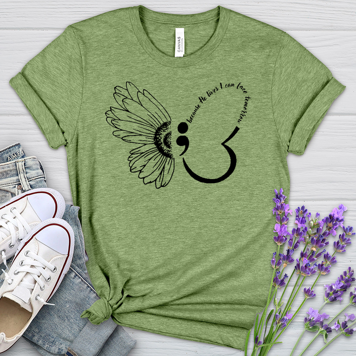 Because He Lives Semicolon Heathered Tee