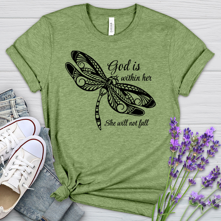 She Will Not Fall Dragonfly Heathered Tee