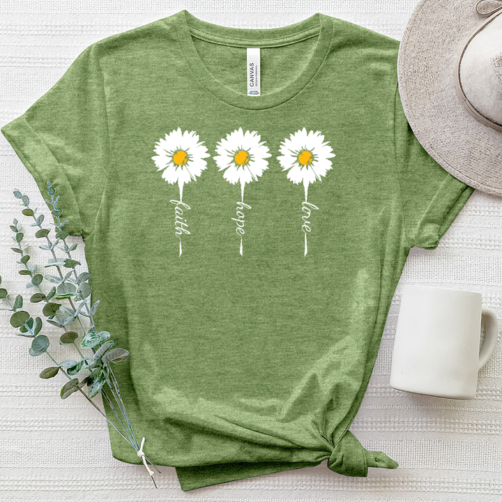 Faith Hope Love Retro Flower Heathered Tee