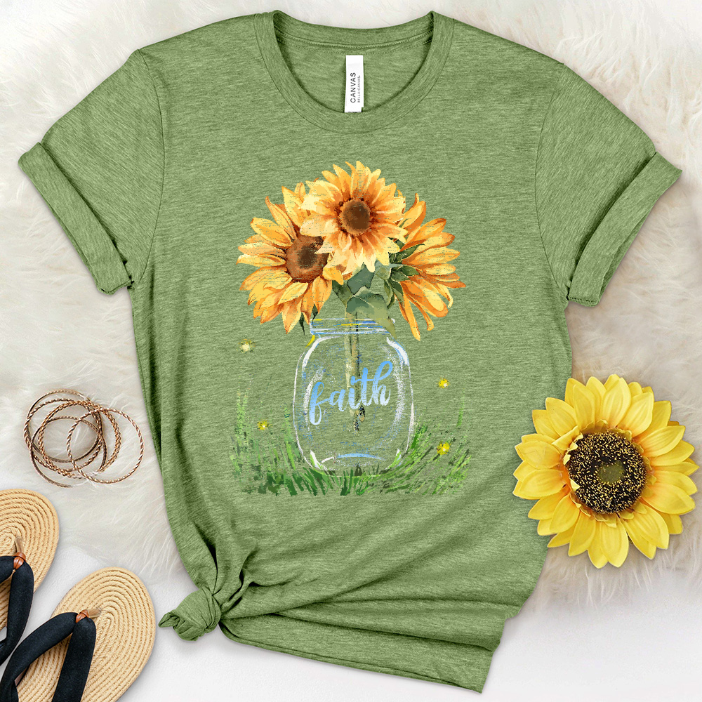 Sunflower Faith Jar Heathered Tee