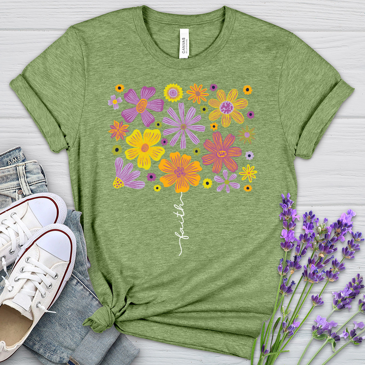 Faith Flower Set Heathered Tee