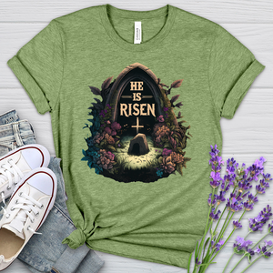 He Is Risen Grave Heathered Tee